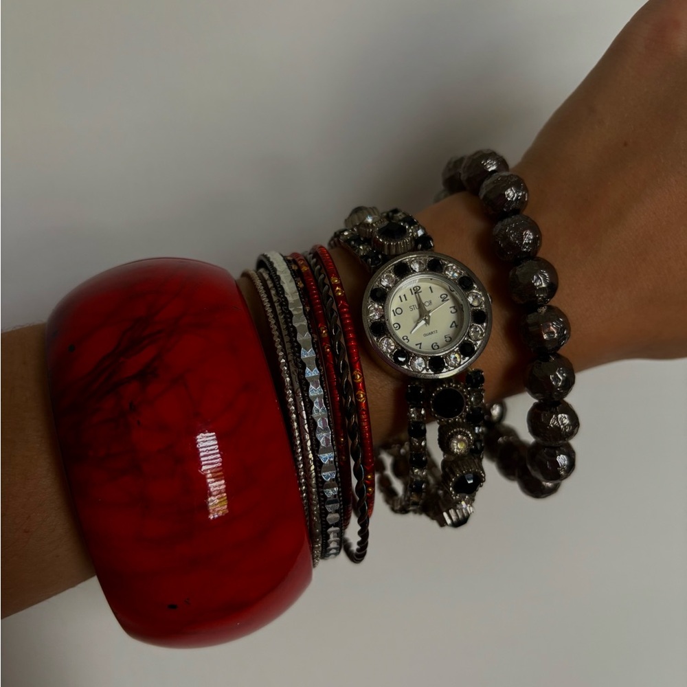 Vintage black & silver watch